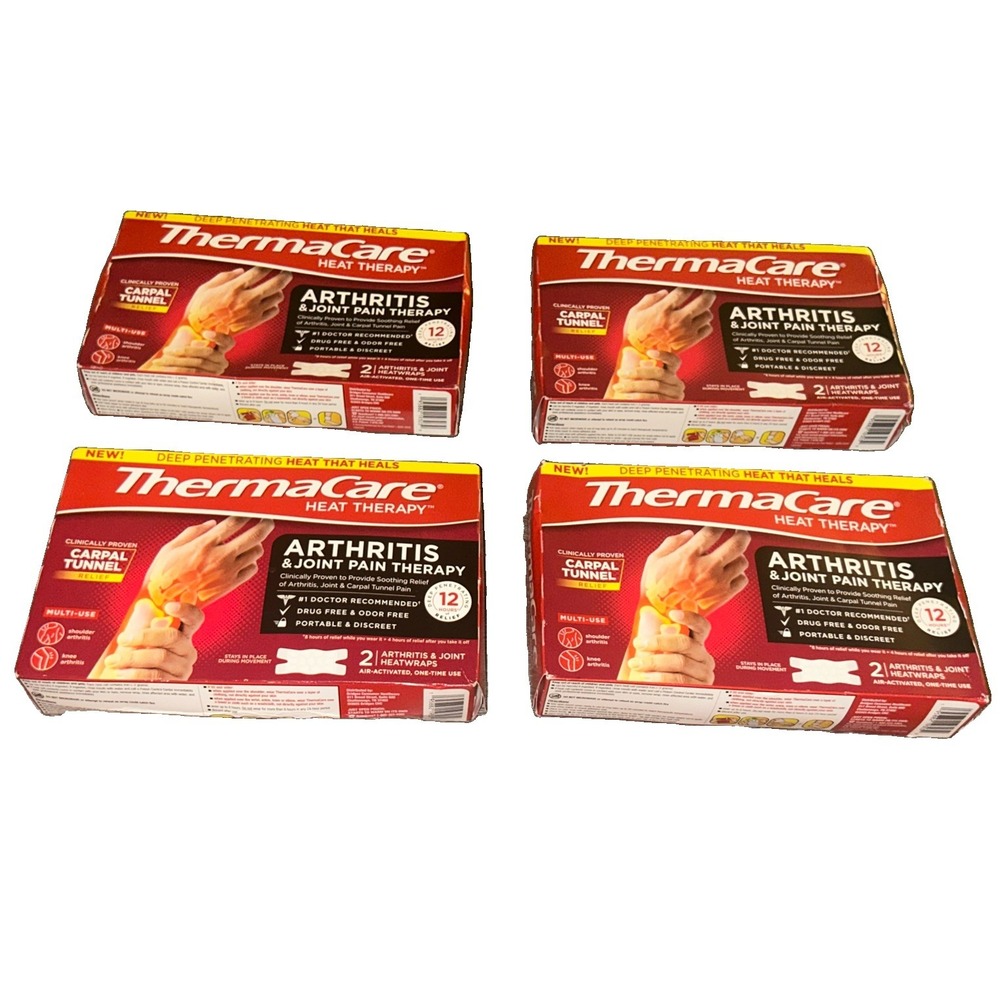 Lot of 4 ThermaCare Arthritis Heat Wraps - Targeted Joint Pain Relief for Hands